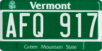 VT license plate AFQ917