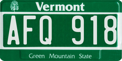 VT license plate AFQ918