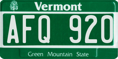 VT license plate AFQ920