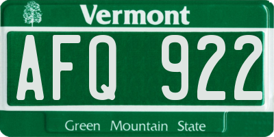 VT license plate AFQ922