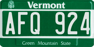 VT license plate AFQ924