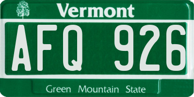 VT license plate AFQ926