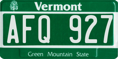 VT license plate AFQ927