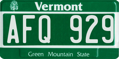 VT license plate AFQ929