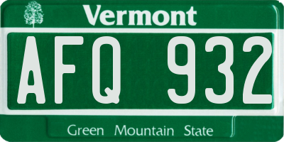 VT license plate AFQ932