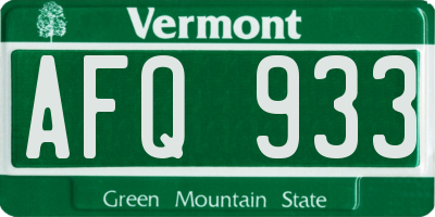 VT license plate AFQ933