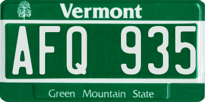 VT license plate AFQ935