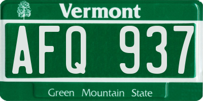 VT license plate AFQ937