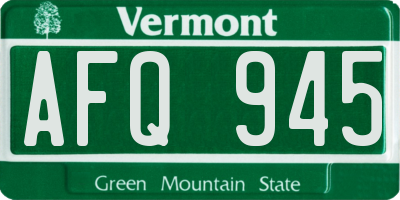 VT license plate AFQ945