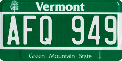 VT license plate AFQ949