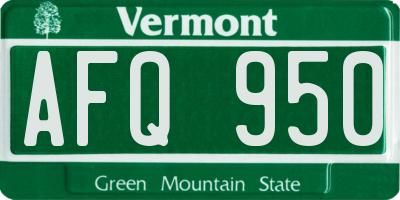 VT license plate AFQ950