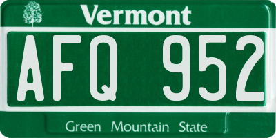 VT license plate AFQ952