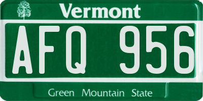 VT license plate AFQ956