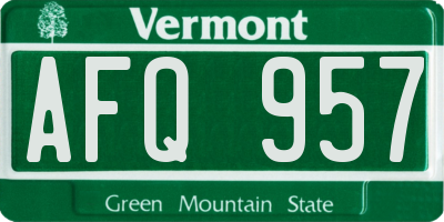 VT license plate AFQ957