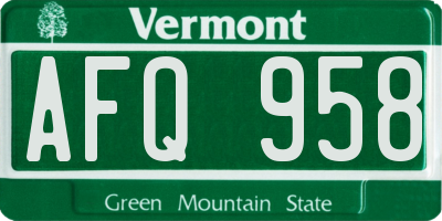 VT license plate AFQ958