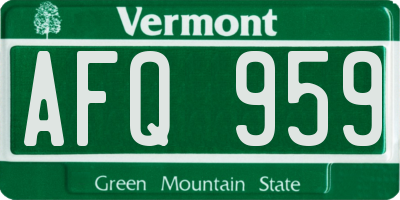 VT license plate AFQ959