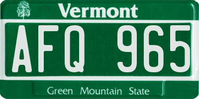 VT license plate AFQ965