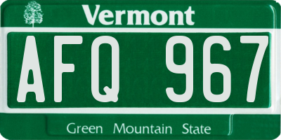VT license plate AFQ967