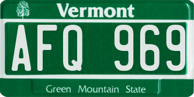 VT license plate AFQ969