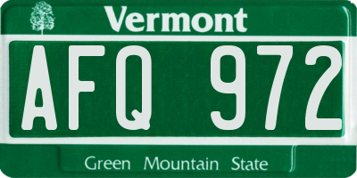 VT license plate AFQ972