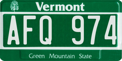 VT license plate AFQ974