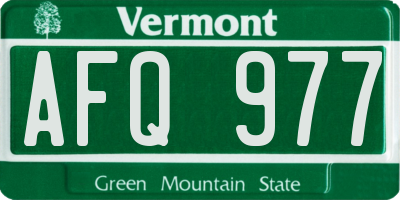 VT license plate AFQ977