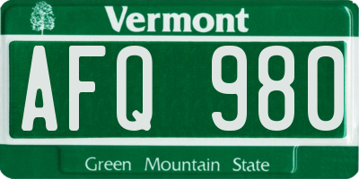 VT license plate AFQ980
