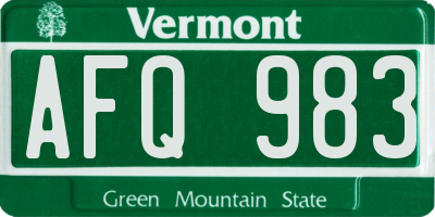 VT license plate AFQ983