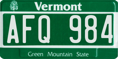 VT license plate AFQ984
