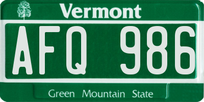 VT license plate AFQ986