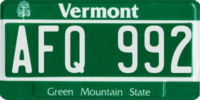 VT license plate AFQ992