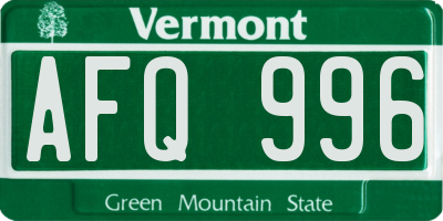 VT license plate AFQ996