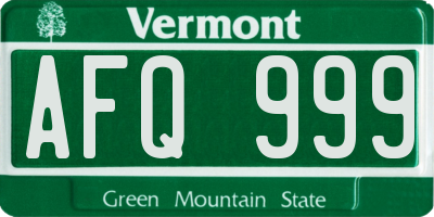 VT license plate AFQ999