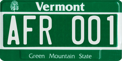 VT license plate AFR001