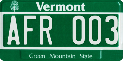 VT license plate AFR003