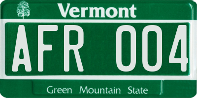 VT license plate AFR004