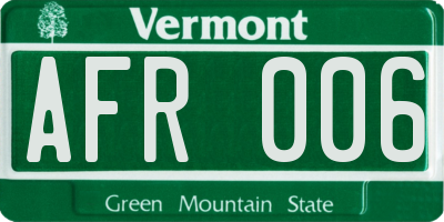 VT license plate AFR006