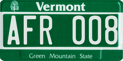VT license plate AFR008