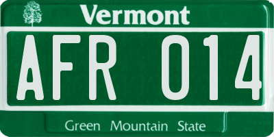 VT license plate AFR014