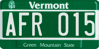 VT license plate AFR015