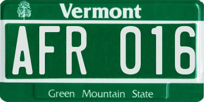 VT license plate AFR016