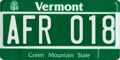 VT license plate AFR018