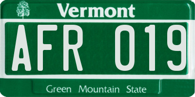 VT license plate AFR019