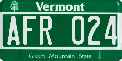 VT license plate AFR024