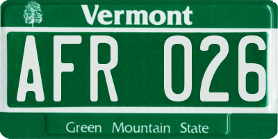 VT license plate AFR026