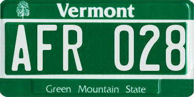 VT license plate AFR028
