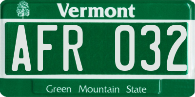 VT license plate AFR032