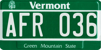 VT license plate AFR036
