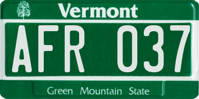 VT license plate AFR037