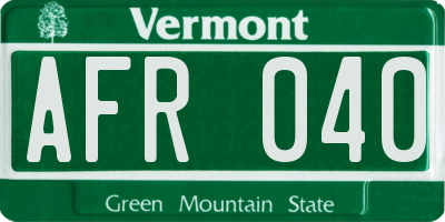 VT license plate AFR040